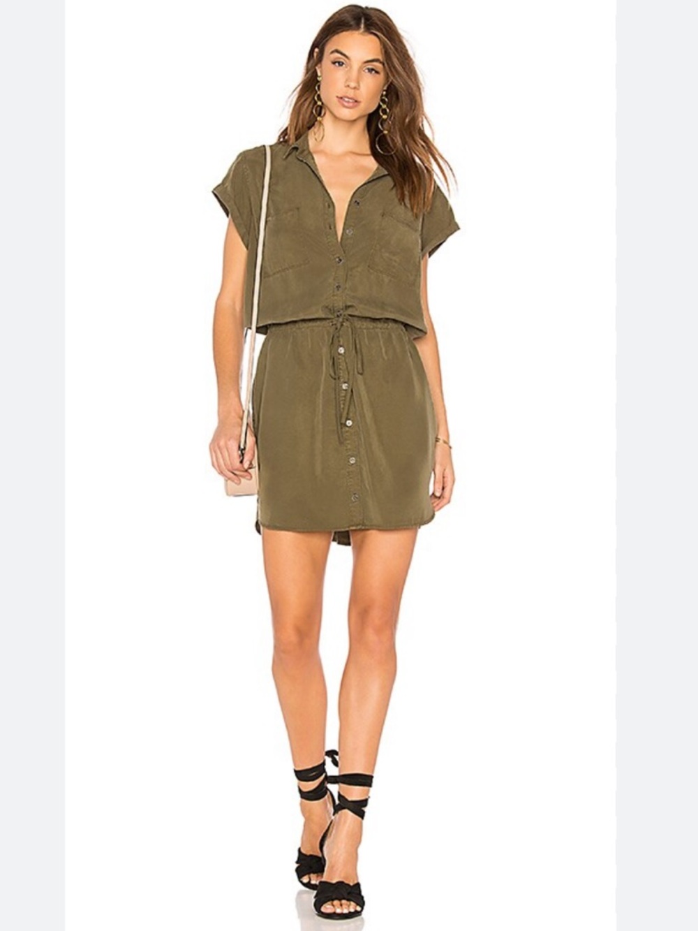 PAIGE Mila Shirt Dress in Desert‎ Olive